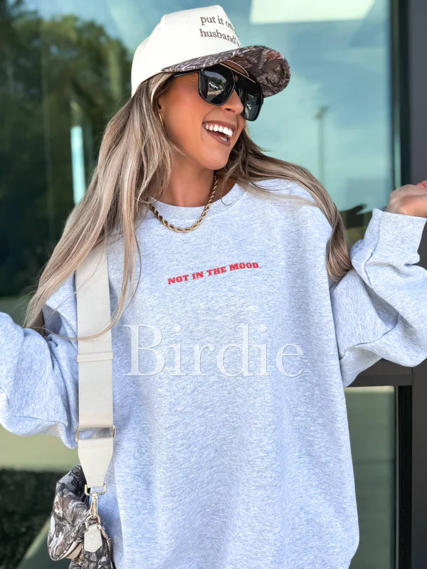 Not in the Mood Graphic Crewneck on Ash Gray