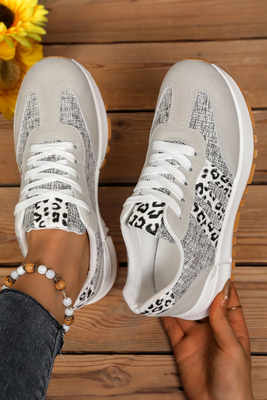 White/Grey Leopard Sneakers