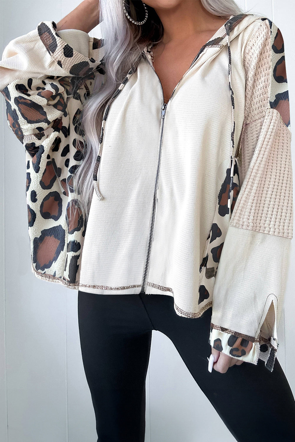 Apricot Leopard Patchwork Hoodie RTS